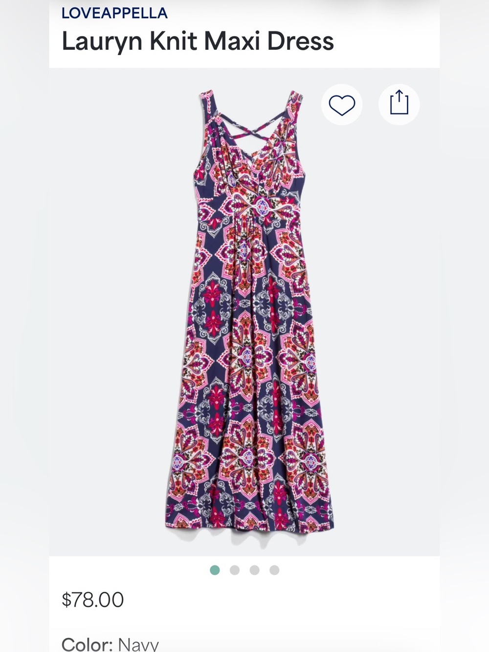 Loveappella Navy Pink Multicolor Crossback Maxi Dress